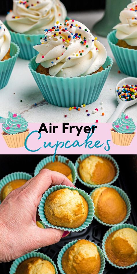 Airfryer Cupcake Recipes, Air Fryer Cupcake Recipes, Airfryer Cupcakes, Airfryer Pastries, Airfryer Recipes Dessert, Air Fryer Cupcake, Airfryer Dessert Recipes, Air Fryer Desserts Easy Recipes, Playdate Snacks