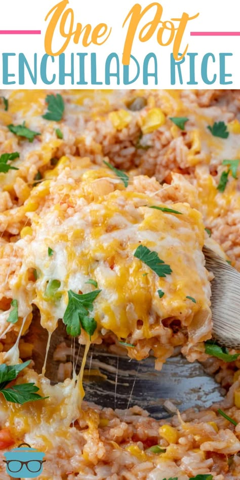 Enchilada Rice Recipe, Mexican Rice Enchilada Sauce, Mexican Rice With Enchilada Sauce, Dinner With Enchilada Sauce, Dishes With Rice Dinners, Main Dishes With Rice, Recipes That Use Enchilada Sauce, Things To Make With Enchilada Sauce, One Pot Enchilada Casserole