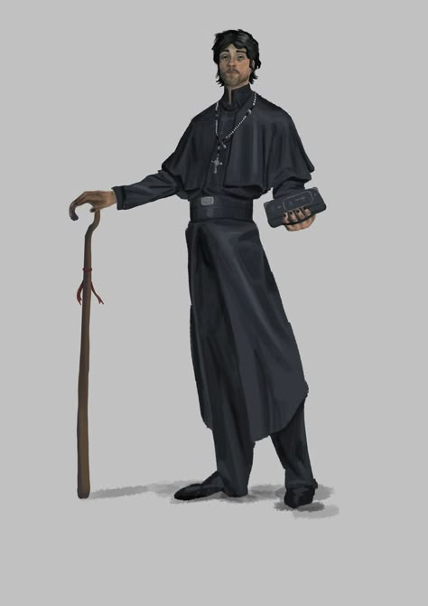 Priest Outfits Male, Medieval Butler Outfit, Aesthetic Priest Outfit, Male Nun Outfit, Priest Clothes Design, Vestments Dnd, Priest Clothes Drawing, Goth Priest Outfit, Priest Inspired Fashion