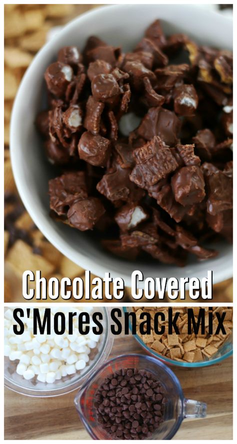 Chocolate Snack Mix, Smores Snacks, Homemade Smores, Melt Chocolate In Microwave, Fluffy Marshmallows, Chocolate Covered Graham Crackers, Chocolate Cereal, Chocolate Covered Marshmallows, Cereal Snacks