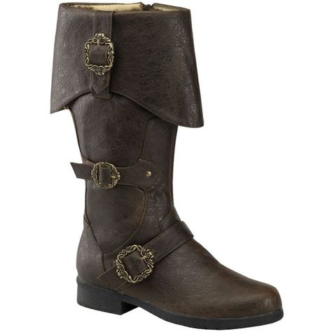 Brown Pirate Boots ($97) ❤ liked on Polyvore featuring shoes, boots, buckle shoes, flat pumps, brown flat shoes, brown buckle boots and side zip boots Brown Pirate Boots, Brown Buckle Boots, Medieval Boots, Pirate Boots, Style Aesthetics, Rugged Boots, Costume Shoes, Mens Boots Fashion, Trending Boots