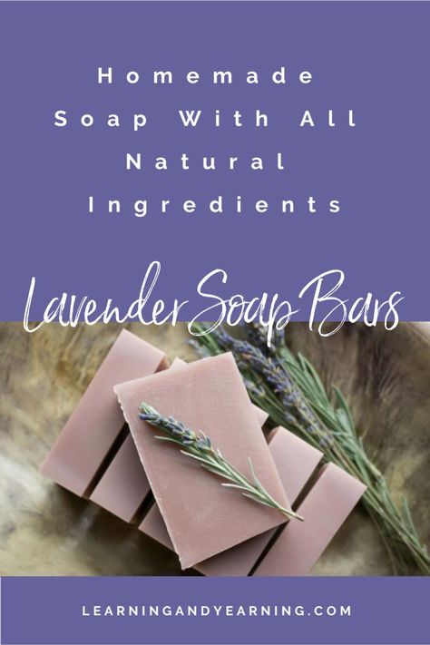 Homemade Lavender Soap Bars Lavender Soap Recipe, Lavender Soap Bar, Lavender Recipes, Handmade Soap Recipes, Cold Process Soap Recipes, Soap Making Recipes, Homemade Shampoo, Natural Beauty Diy, Soap Recipe