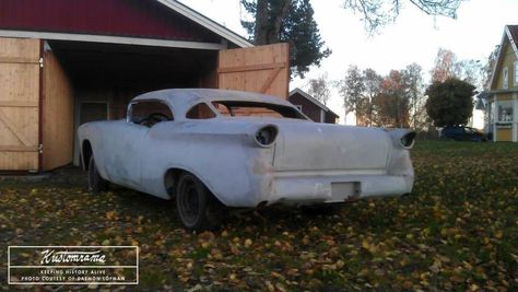 This chopped and restyled 1957 Oldsmobile 88 custom found its way to Sweden around 15 years ago. The history of the car is still a mystery, but we have heard that it could be a Northern California or a Midwest build. Current owner, Daemon Löfman, is researching the Olds' history. Do you know anything about its past? Chopped Cars, 1957 Oldsmobile, Custom Classic Cars, Oldsmobile 88, Traditional Hot Rod, Advertise Your Business, Auto Glass, Car Find, Lost & Found