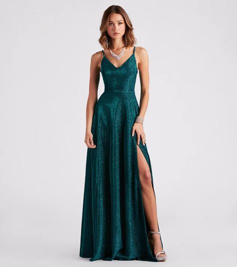 Dark Teal Prom Dresses, Forest Green Prom Dress, Dark Green Prom Dress, Fall Formal Dresses, Teal Prom Dresses, Graduation Dresses White, Glitter Prom Dress, Windsor Dresses Prom, Prom Dress Trends