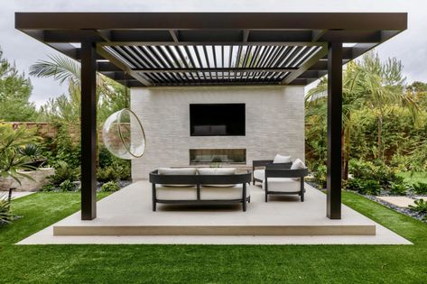 Architects & Designers - Pergola X | Louvered Roofs | Patio Covers Paver Patio With Pergola, Patio With Pergola, Pergola Outdoor, Patio Covers, Outdoor Patio Space, Kitchen Outdoor, Outdoor Gazebos, Pergola With Roof, Mexican Decor