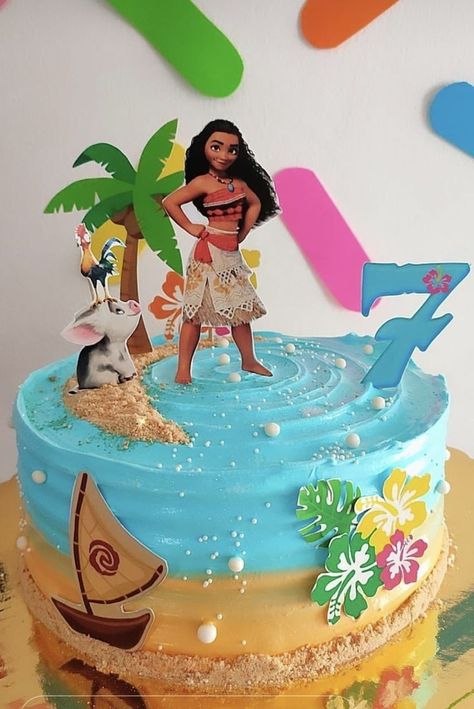 Mohana Cake, Moana Cake Design, Moana Theme Cake, Moana Birthday Party Cake, Moana Birthday Cake, Moana Theme Birthday, Happy Birthday Banner Printable, Moana Cake, Baby Moana