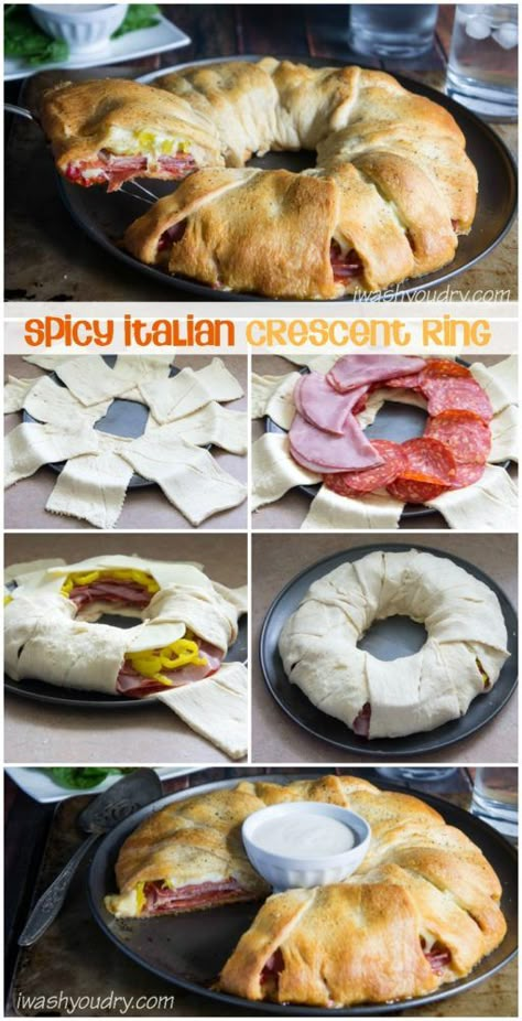 Italian Crescent Ring, Pizza Logs, Crescent Rings, Croissant Rolls, Christmas Appetizer, Crescent Recipes, Crescent Ring, Crescent Roll Recipes, Crescent Roll Dough