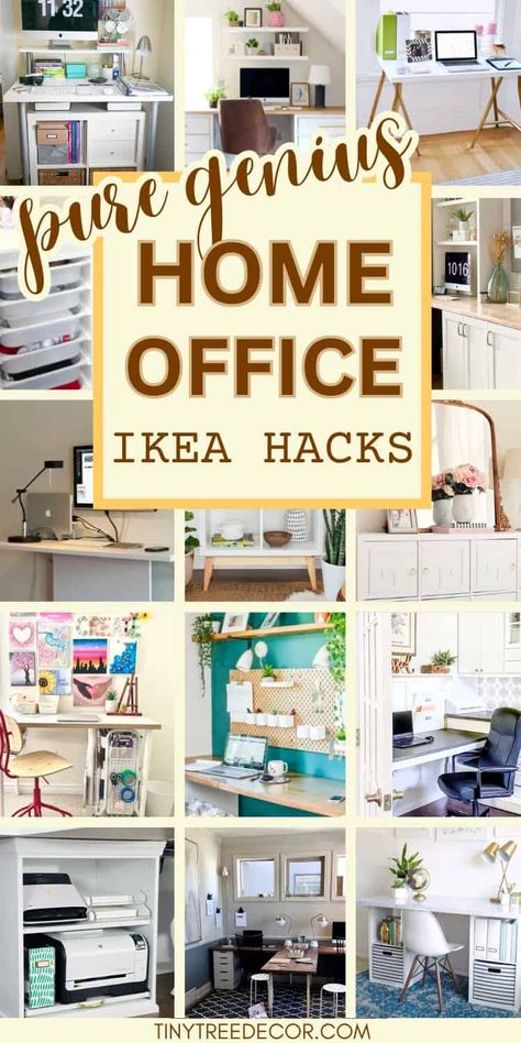 18 IKEA Hacks for Your Home Office Small Home Office Ideas Ikea, Ikea Desk Hacks Home Offices, Office Ikea Besta, Ikea Kallax Hack Office, Office Inspiration Workspaces Corporate, Ikea Home Office Storage, Ikea Home Office Hacks, Kallax Home Office, Ikea Study Room Ideas