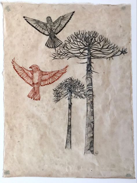 Nepalese Tattoo, Birds And Trees, Washi Paper, Ink Drawing, Original Watercolors, Washi, Geometric Tattoo, Tattoo Ideas, Trees