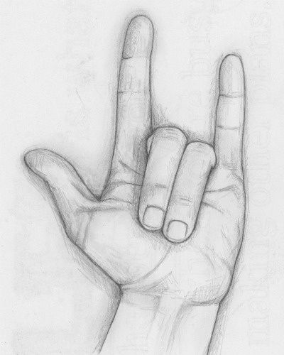 I Love You Hand Sign Drawing, Arte Doodle, Hand Drawing Reference, Arte Inspo, Hand Sketch, Pencil Art Drawings, Art Drawings Sketches Creative, Dessin Adorable, Sketches Easy