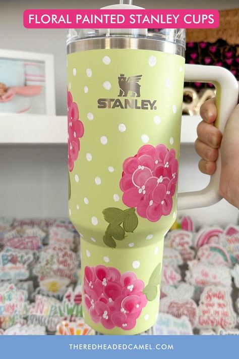 Painted Stanley Cup, Stanley Cup Designs, Stanley Cup Aesthetic, Happy Home Decor, Gifts For Professors, Stanley Mug, Cup Aesthetic, Stanley Cups, Cup Wraps