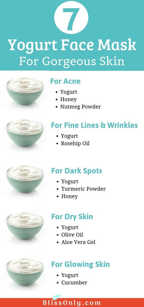 Try these 7 easy yogurt face mask for getting healthy and gorgeous skin. Yogurt is a great natural ingredient for skin and provides benefits like treating acne, dry skin, fading dark spots, scars, reducing wrinkles, healing sunburn and more. Check out how to make the face mask. Yogurt Face Mask, Face Mapping Acne, Treating Acne, Turmeric Face Mask, Healing Dry Skin, Skin Face Mask, Baking Soda Shampoo, Gorgeous Skin, Face Acne