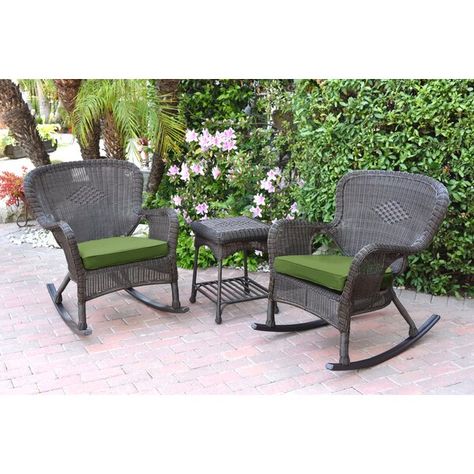 Brown Outdoor Furniture, Wicker Rocker, Rocker Chair, Rocking Chair Set, Coffee Reading, Steel Frame Construction, Rocker Chairs, End Table Sets, Chair Types