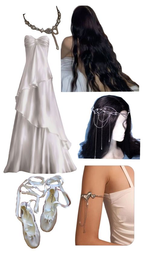 #lotr #elven #outfit #ethereal #silver Elegant Fantasy Outfit, Padme Inspired Outfits, Lotr Inspired Outfits, Elven Clothes, Elven Outfit, Arwen Costume, Lotr Wedding, Elf Outfit, Solstice Celebration