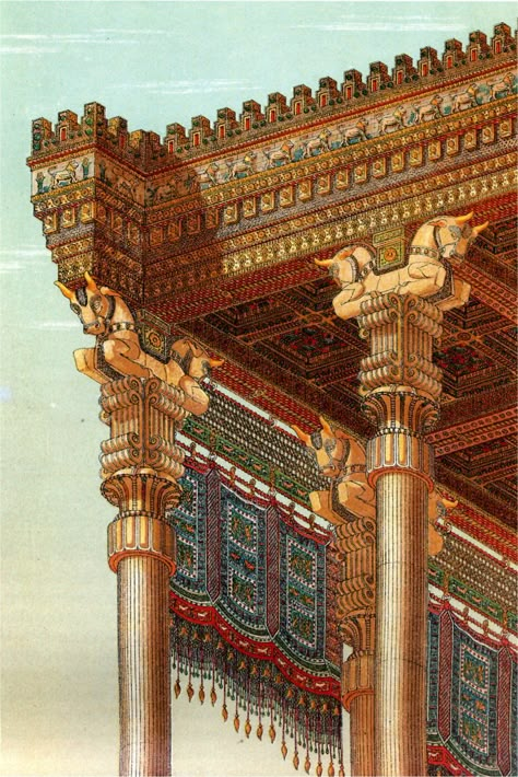 Darius The Great, Column Detail, Ancient Persian Architecture, Ancient Persian Art, Iran Culture, Iranian Architecture, Persian Architecture, Persian Art Painting, Ancient Near East