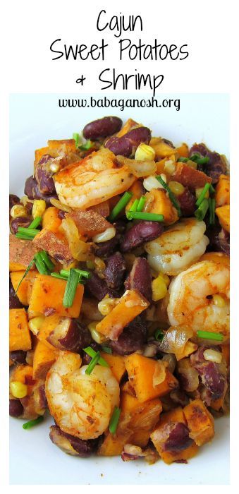 Cajun Sweet Potatoes & Shrimp (with beans and corn) - delicious, flavorful, healthy, easy to make! Shrimp And Sweet Potatoes Recipes, Sweet Potato And Shrimp Recipes, Sweet Potatoes And Shrimp, Shrimp Sweet Potato Recipes, Shrimp And Sweet Potato Recipe, Shrimp And Sweet Potato, Shrimp Sweet Potato, Cajun Shrimp Recipes, Beans And Corn