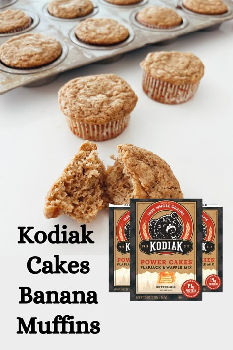 Kodak Muffin Recipes, Kodiak Muffin Recipes, Protein Kodiak Muffins, Kodiak Muffins With Bananas, We Kodiak Muffins, Kodiak Banana Muffins, Protein Banana Bread Muffins, Muffins With Kodiak Cakes, Kodiak Protein Muffins