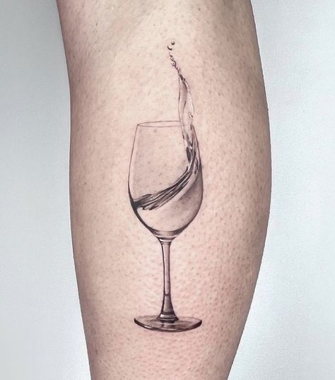 Water Glass Tattoo, Prosecco Tattoo, Glass Of Wine Tattoo, Champagne Tattoo, Martini Glass Tattoo, Wine Tattoos, Wine Glass Tattoo, Wine Tattoo, Band Tattoos For Men