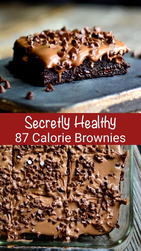 Secretly Healthy 87 Calorie Brownies Recipe - CUCINA DE YUNG Low Calorie Brownies Easy, Low Cal Brownies, Low Calorie Dark Chocolate Desserts, 37 Calorie Brownie Recipe, Low Calorie Banana Brownies, 100 Calorie Brownie, 37 Calorie Brownie, Caramel Brownies Recipe, Low Calorie Chocolate