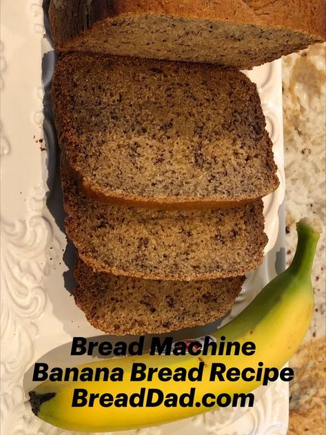 Sliced bread machine banana bread Bread Machine Tips, Banana Bread Machine Recipes Easy, Rapid Bread Machine Recipe, Bread Machine Banana Bread Recipe Easy, Breadmaker Banana Bread, Banana Bread For Bread Machine, Banana Bread Recipe Bread Maker, Banana Bread Bread Maker, Banana Bread In Bread Maker