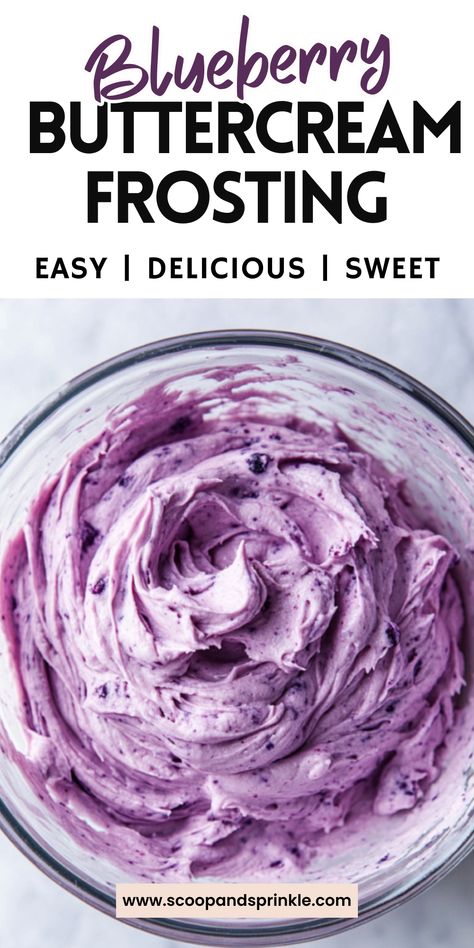 Bring a burst of berry goodness to your desserts with Blueberry Buttercream Frosting! This creamy frosting gets its vibrant purple hue and sweet-tart flavor from fresh or freeze-dried blueberries. It’s an excellent choice for summer cakes, cupcakes, or even macarons, adding a unique twist to your treats. Pair it with lemon or vanilla desserts for a refreshing combination. Quick to make and visually stunning, this frosting is perfect for birthdays, brunches, or anytime you want to wow your guests. Save this pin for a delightful berry-inspired frosting that’s as tasty as it is beautiful! Lemon Cupcakes With Blueberry Buttercream, How To Make Swirled Frosting, How To Make Purple Frosting, Ube Buttercream Frosting, Blueberry Frosting Buttercream, Blueberry Icing Recipe, Blueberry Frosting Recipe, Blueberry Buttercream Frosting, Blueberry Icing