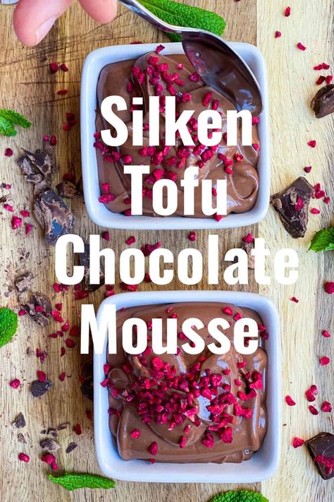 Tofu Chocolate Mousse, Tofu Dessert, Lemon Loaf Recipe, Soft Tofu, Vegan Fudge, Vegan Chocolate Mousse, Quick Vegan, Plant Based Desserts, Chocolate Mousse Recipe