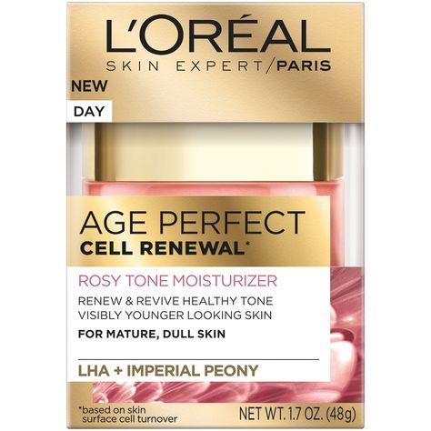 LOrÃ©al Paris Age Perfect Cell Renewal Rosy Tone Moisturizer 1.7 oz. ** Details can be found by clicking on the image. (Note:Amazon affiliate link) Paris Skincare, Sallow Skin, Fragrance Free Moisturizer, Perfect Cell, Tone Face, Moisturizer For Oily Skin, Younger Skin, Facial Moisturizers, Skin Care Brands