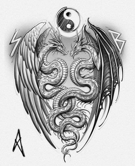 Gemini Tattoo Sketch, Gemini Arm Tattoo, Gemini Tattoos, Polynesian Tattoo Designs, Egypt Tattoo, Dragon Tattoo For Women, Gemini Tattoo, Dragon Tattoo Designs, Tattoo Style Drawings