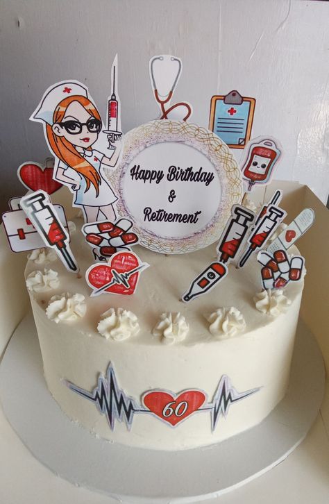 Cake For Nurse, Retirement Cake, Cake Decoration, Cake Decorating, Happy Birthday, Cake, Birthday, Quick Saves