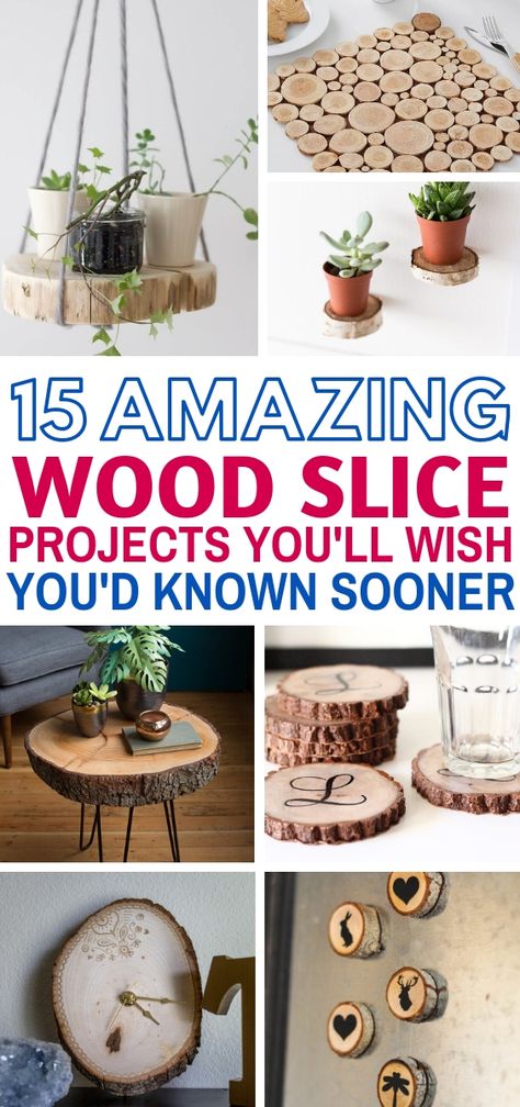 These 15 easy Wood Slice Crafts will make your home decor look FANTASTIC! They're so simple to make with step by step tutorials showing you how. The ornaments and tables are the BEST! #diy #diyhomedecor #woodcrafts Wood Slice Projects, Woodworking Tutorials, Wood Crafting Tools, Wood Slice Crafts, Easy Wood, Diy Simple, Diy Crafts Home, Wood Crafts Diy, Wood Project