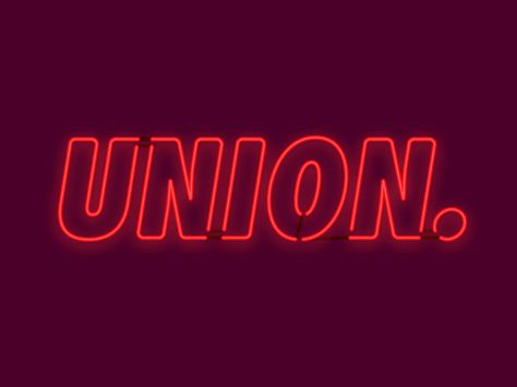 Neon union Neon Type Design, Neon Light Typography, Neon Sign Typography, Neon Sign Graphic Design, Neon Typography Design, Neon Graphic Design, Neon Inspiration, Neon Lettering, Neon Font