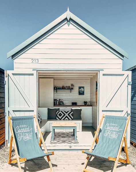 Beach Hut Shed, Beach Hut Decor, Summer House Interiors, Cubby House, Beach Cabana, Shed Colours, Sea House, Beach Room, Ocean House