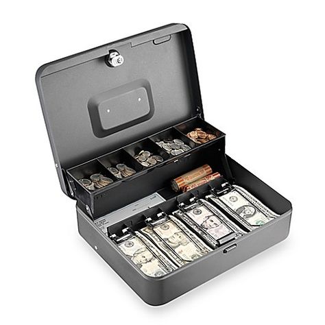 Steelmaster 2216194G2 Key Lock Tiered Tray Cash Box in Grey Farmers Market Vendor, Coin Organizer, Cash Boxes, Cash Box, Money Safe, Tray Design, Business Essentials, Business Trends, Money Handling