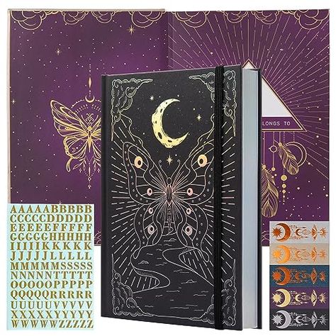 Spell Out Your Name, Butterfly Journal, Metal Stickers, Real Aesthetic, Notebook For School, Dotted Journal, Moon Journal, Notebook Cover Design, Modern Magic