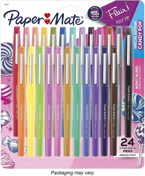 Papermate Flair Pens, Paper Mate Pens, Paper Mate Flair, Felt Tip Pens, School Supplies For Teachers, Flair Pens, Felt Tip Markers, Cool School Supplies, Candy Pop