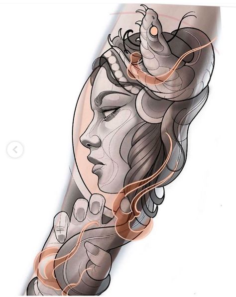 Neo Traditional Face Tattoo, Neotraditional Medusa Design, Neo Trad Medusa, Black And Grey Neo Traditional Tattoo, Neo Trad Black And Grey, Neo Traditional Medusa, Neo Traditional Lady Face, Girl Face Tattoo Design, Neo Traditional Black And Grey