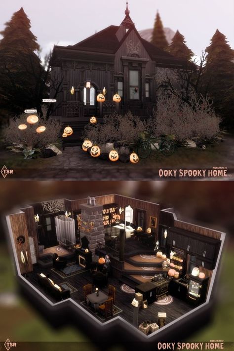 Spooky Sims House, Witch House Sims 4 Plan, Ix Landgraab Sims 4 Layout, Sims 4 Witch Apartment, Sims 4 Vampire House Layout, Sims 4 Gothic Bedroom, Spooky House Interior, Sims 4 Gothic House Interior, Sims 4 Spooky House