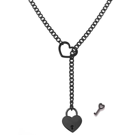 PRICES MAY VARY. Slip chain necklace:: Our anti slip chain necklace is meticulously crafted for humans, combining classic chain shapes with innovative heart shaped O-ring decorations. This non slip necklace is made of stainless steel metal, ensuring durability and will not fade when worn for a long time. Heart lock with key design: This non slip chain necklace comes in two lengths, 25 inches and 31.5 inches, which can meet the needs of most people. Easy to Wear : Our anti slip chain necklace is Slip Chain Necklace, Heart Lock, Heart Chain, Chain Choker, Love Necklace, O Ring, Star Shape, Heart Necklace, Cute Jewelry