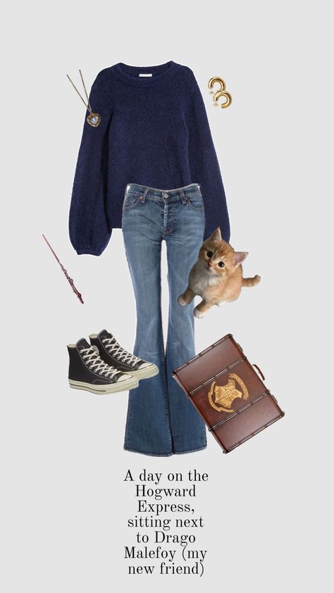 Hogward Wardress ⚡ Cute Ravenclaw Outfits, Harry Potter Outfits Ravenclaw, Hogwarts Outfit Ideas, Hogwarts Outfits Ravenclaw, Harry Potter Outfit Ideas Casual, Harry Potter Fashion Outfits, Harry Potter Style Outfits, Ravenclaw Outfit Ideas, Hogwarts Aesthetic Outfits