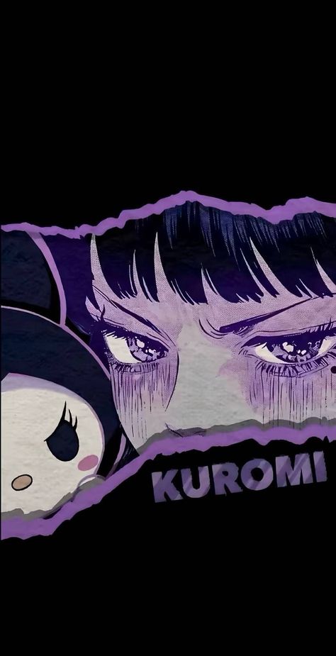 wallpaper Purple Black Aesthetic Wallpaper, Kuromi Human Fanart, Anime Purple Aesthetic Wallpaper, Kuromi Purple Aesthetic, Purple Anime Aesthetic Wallpaper, Draincore Wallpaper, Purple Anime Wallpaper, Retro Phone Wallpaper, Kuromi Purple