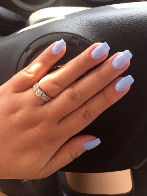 Periwinkle Nails Coffin, Periwinkle Toe Nails, Short Periwinkle Nails, Periwinkle Almond Nails, Light Purple Blue Nails, Acrylic Nails Periwinkle, Periwinkle Dip Nails, Prom Nails Periwinkle, Light Periwinkle Nails