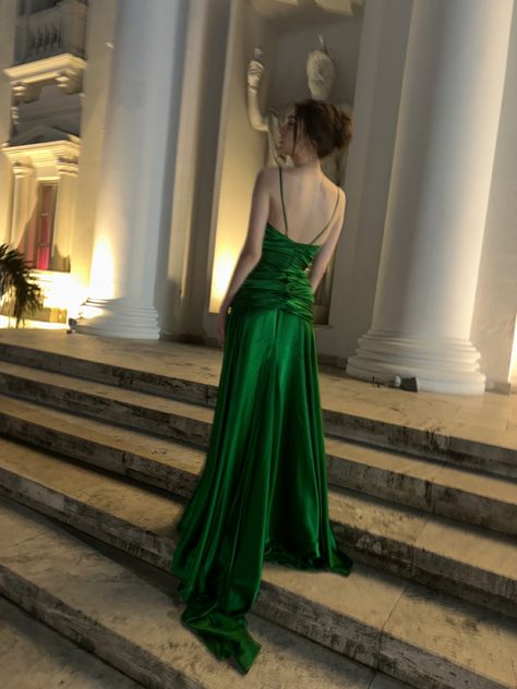 Emerald Green Vintage Dress, Vintage Dark Green Dress, Emerald Dress Aesthetic, Atonement Aesthetic, Lily Vanderwoodsen, Atonement Dress, Green Designer Dress, Gown Aesthetic, Natural Kibbe