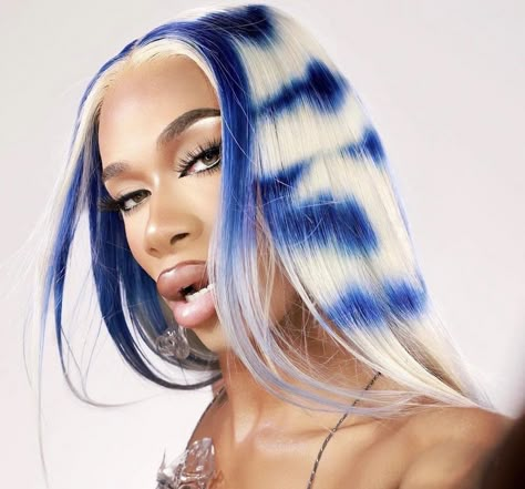 Blue Blonde Hair, Neon Blue Hair, Blonde And Blue Hair, Exotic Hairstyles, Editorial Hair, Dyed Hair Inspiration, Pretty Hair Color, Cool Hair, Artistic Hair