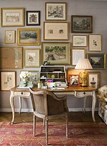 18 Fabulous French-Inspired Home Offices to Help you Create Your Own French Inspired Home, Modernist House, Grand Millennial, Wall Inspiration, Gallery Walls, Design Del Prodotto, Wall Gallery, Office Wall Decor, Home Office Furniture