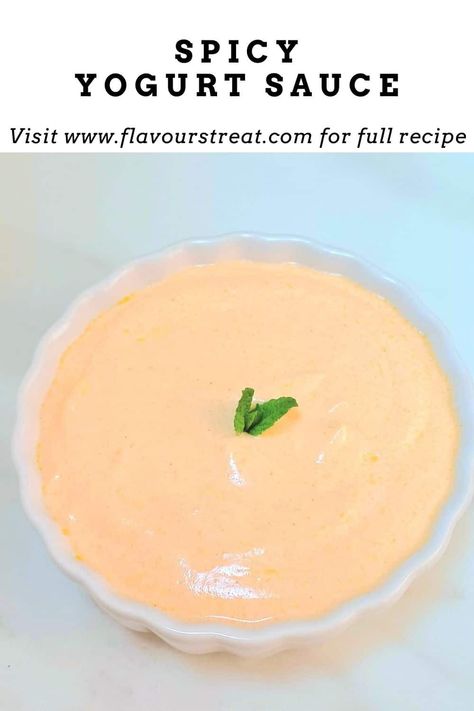 Turn up the heat with this Spicy Yogurt Sauce! Perfect for adding a kick to your favourite dishes. Creamy yogurt meets bold spices for a flavour explosion that will leave your taste buds tingling. Drizzle it on tacos, wraps, sandwiches or use it as a zesty dip – the possibilities are endless! yogurt dip l vegetarian dip l yogurt sauce l yogurt sauce for wraps Yogurt Dipping Sauce For Chicken, Yogurt Based Sauces, Spicy Yogurt Sauce, Yoghurt Sauce, Yogurt Dips, Yogurt Dipping Sauce, Mac Sauce Recipe, Vegetarian Dip, Yoghurt Dip