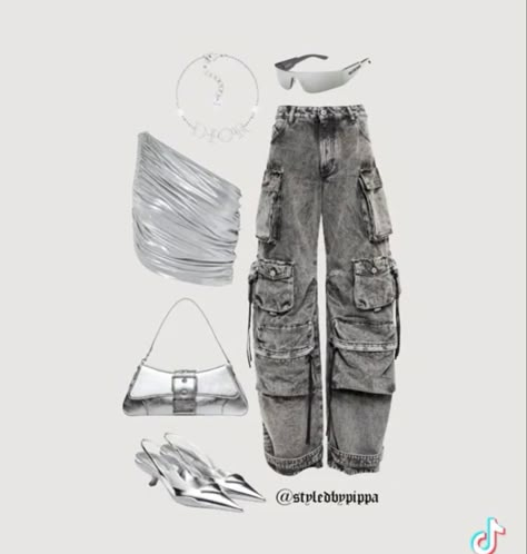 Outfit Inspo For Drake Concert, White And Silver Concert Outfit, Vegas Baddie Outfit Ideas, Future X Metro Boomin Concert Outfit, Rwt Outfit Ideas, Beyonce Concert Outfit Silver, Polo G Concert Outfit, Future And Metro Boomin Concert Outfits, J Balvin Concert Outfit