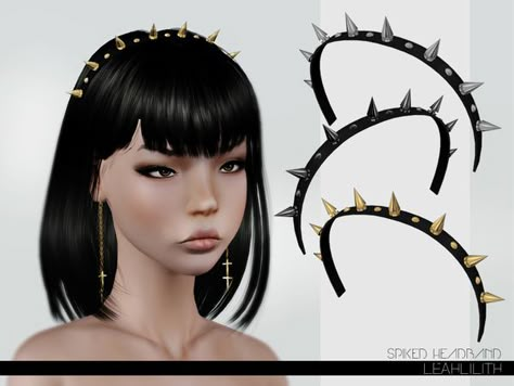 Leah Lillith's LeahLillith Spiked Headband Sims4 Outfits, Leah Lillith, Sims 4 Cc Goth, Die Sims 4, Pelo Sims, Sims 4 Cc Makeup, Sims 4 Body Mods, Sims 4 Expansions, Tumblr Sims 4