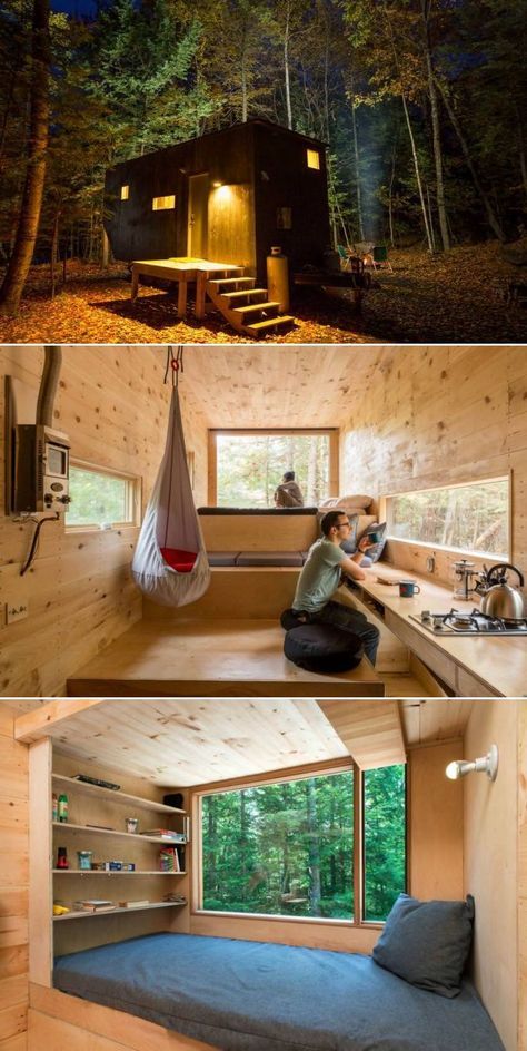 Tiny House Outdoor, Tiny Houses Ideas, Small House Storage, Cabin Tiny House, Small Tiny House, Tiny House Interior Design, Reconnect With Nature, Tiny House Layout, Innovation Lab