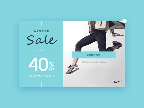 Hey everyone !! This is my attempt to design a nike ad Popup for e-commerce website. #dailyui #016 Pop Up Design Web, Email Pop Up Design, Website Pop Up Design, Newsletter Popup Design, Discount Popup Design, Website Popup, Pop Up Ads, Pop Up Banner, Web Ads