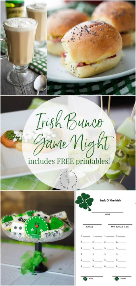 Bunco Party Themes, St Patricks Theme, Bunco Food, Bunco Themes, Bunco Ideas, Bunco Night, Bunco Game, Themed Recipes, Irish Party